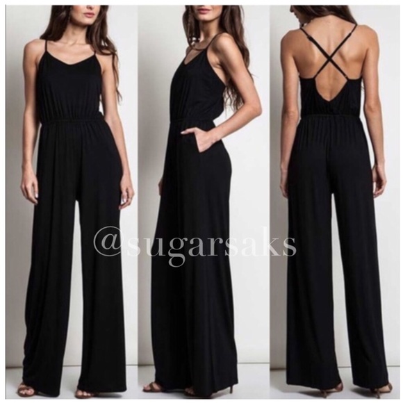 Aluna Levi Pants - 🎉HP 05/01🎉 BLACK Criss-Cross Backless Jumpsuit